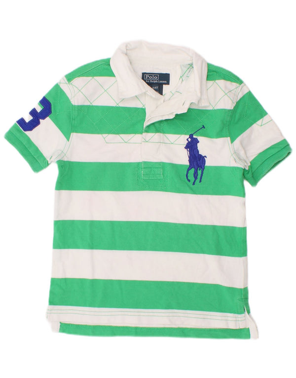 Polo Ralph Lauren Boys Graphic Rugby πουκάμισο 3-4 ετών, πράσινο ριγέ βαμβακερό