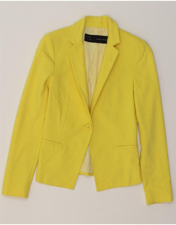 ZARA Γυναικείο σακάκι με 1 κουμπί UK 10 Small Yellow Polyester