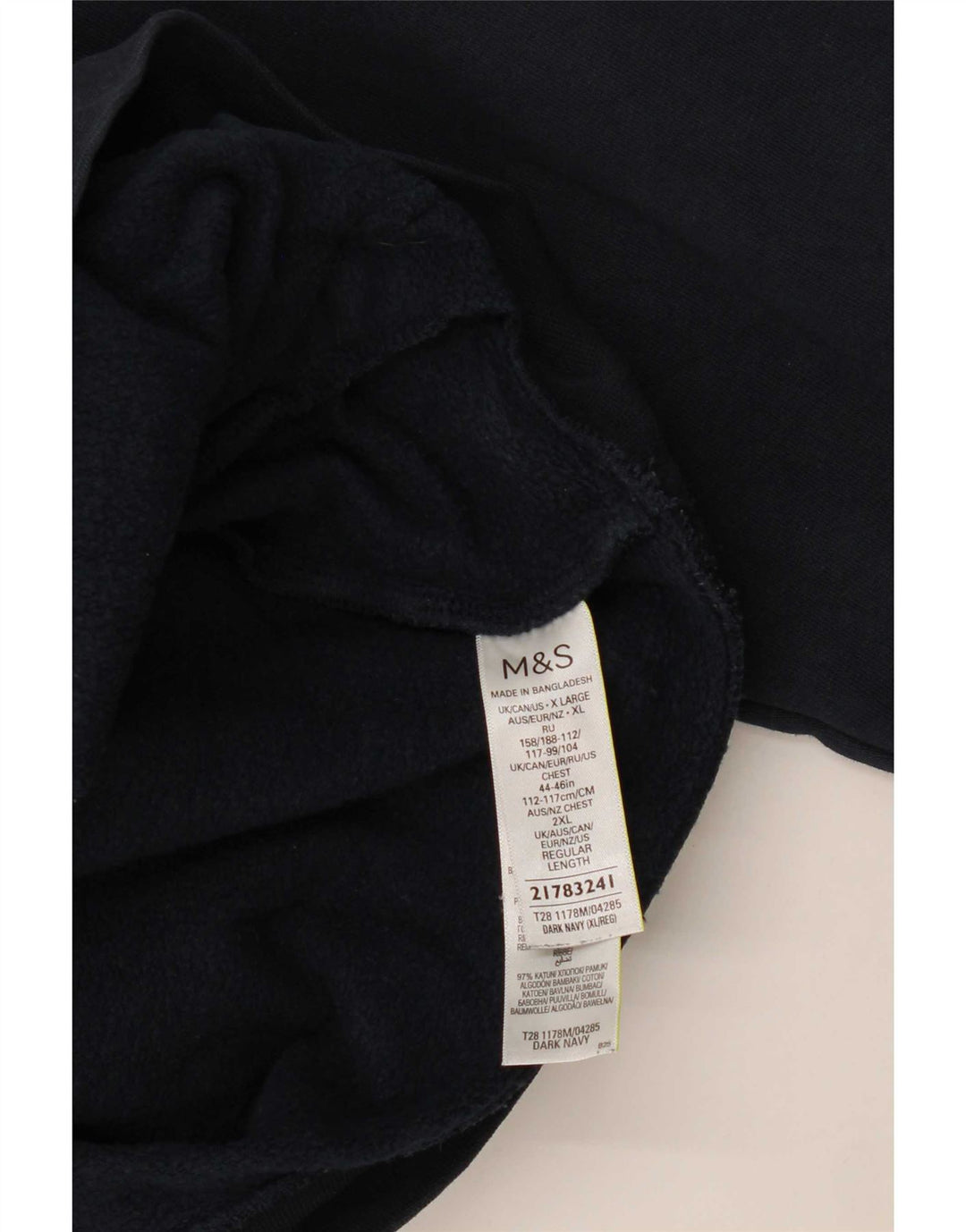 Marks & Spencer Ανδρικό φούτερ με φερμουάρ Jumper XL Navy Blue Cotton