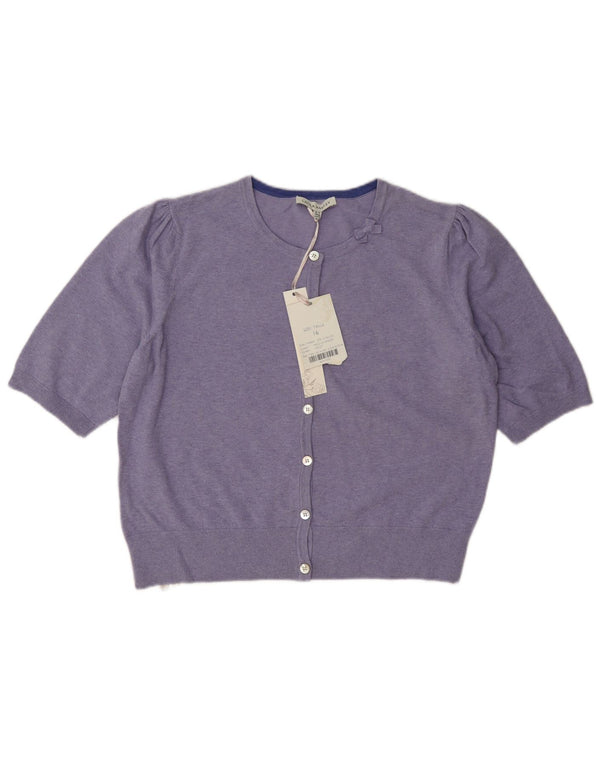 Laura Ashley Γυναικείο κοντομάνικο Bolero Jumper UK 16 μεγάλο μωβ βαμβακερό