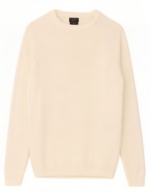 Ανδρικό πουλόβερ Zara Boat Neck Jumper XL από λευκό βαμβακερό