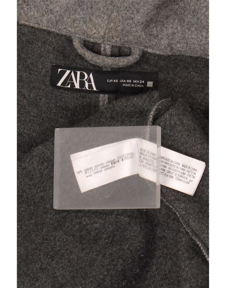 Zara Γυναικείο Πανωφόρι με Κουκούλα UK 6 XS Γκρι Πολυεστέρας