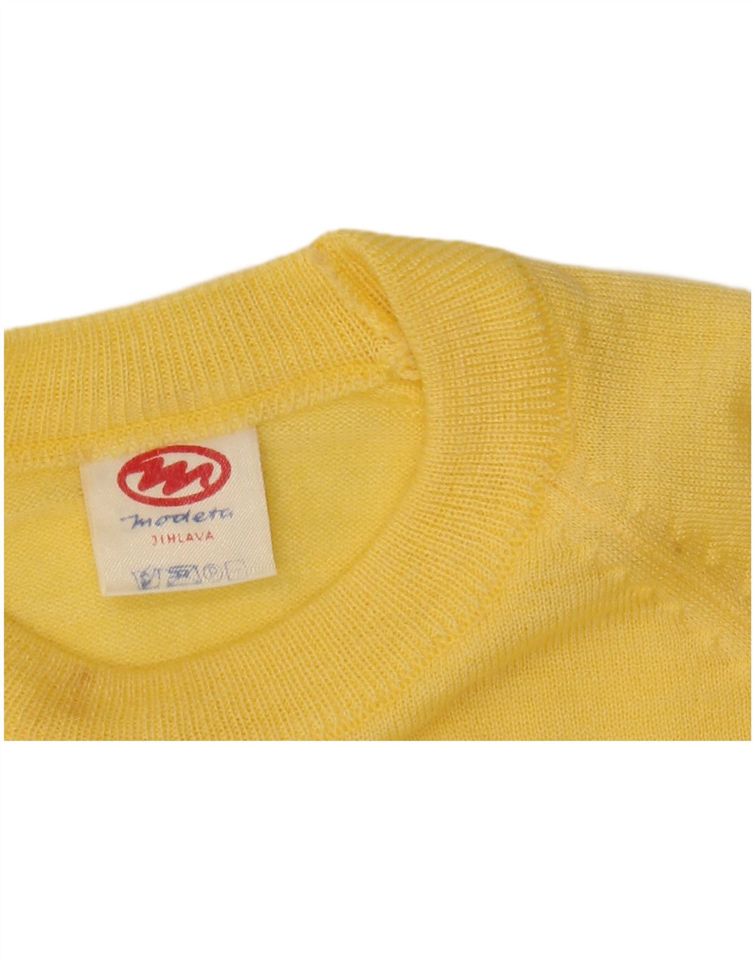 VINTAGE Γυναικείο πουλόβερ με λαιμόκοψη UK 16 Large Yellow
