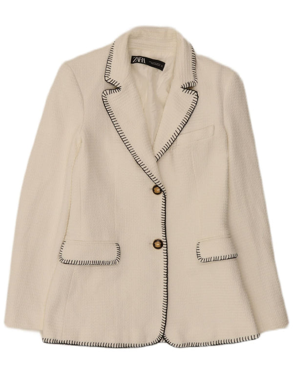 Zara Γυναικείο Μπουφάν Blazer UK 6 XS Λευκό με 2 κουμπιά