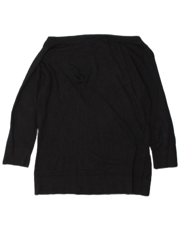 Marks & Spencer Womens Lash Top 3/4 Sleeve UK 10 Small Black Viscose