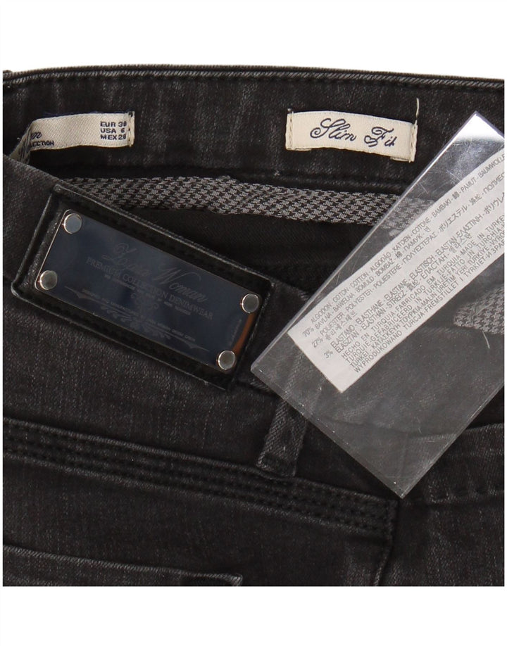 ZARA Γυναικείο Crop Slim Jeans EU 38 Small W28 L26 Μαύρο βαμβακερό