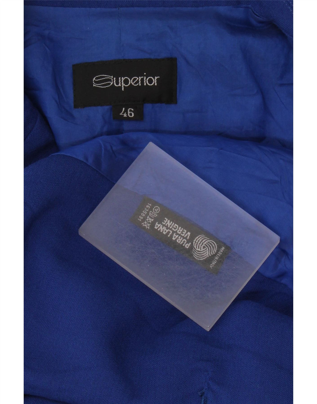 Superior Γυναικείο Μπουφάν Blazer 3/4 μανίκι IT 46 μεγάλο μπλε παρθένο μαλλί