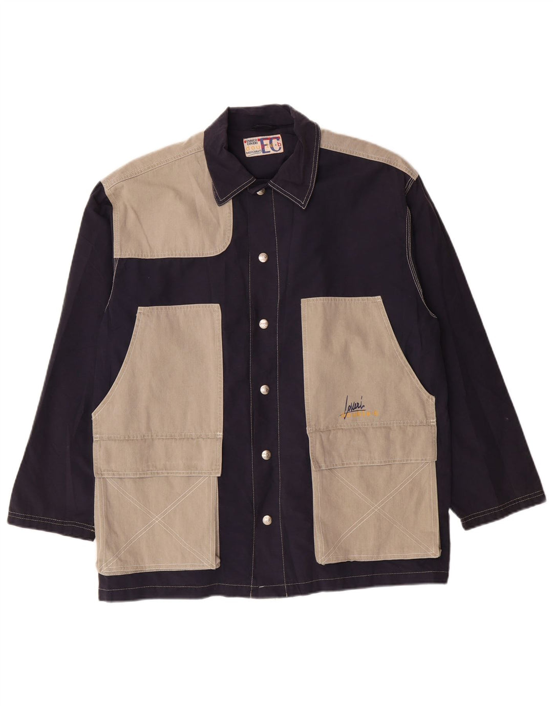 Enrico Coveri Ανδρικό Utility Jacket UK 40 Large Navy Blue Colorblock