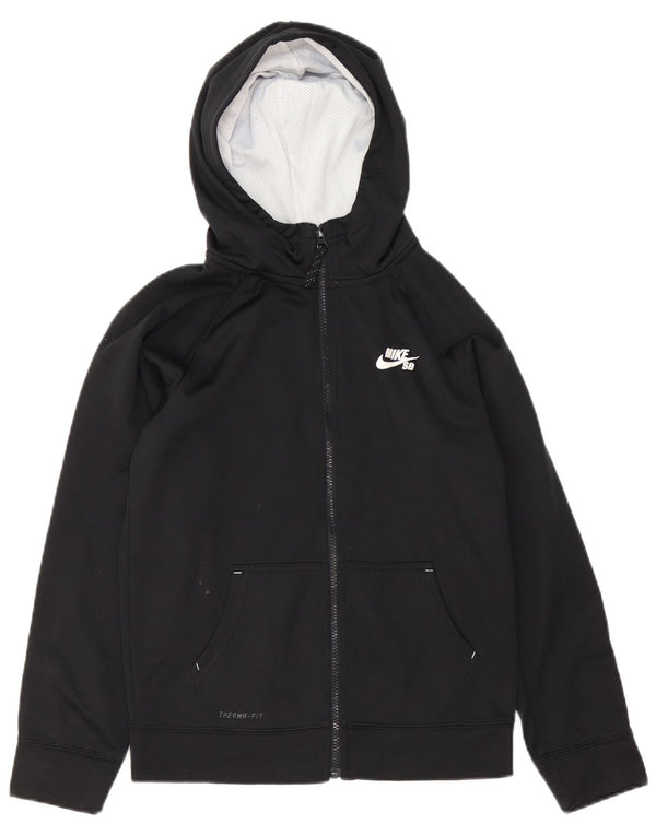 NIKE Boys Therma-Fit Zip Hoodie πουλόβερ 12-13 ετών Μεγάλο μαύρο πολυεστέρα