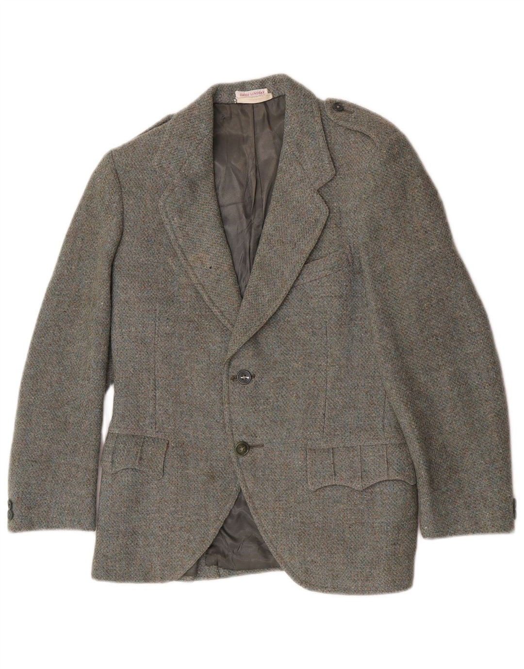 Harris Tweed Γυναικείο μπουφάν μπλέιζερ με 2 κουμπιά UK 8 μικρό χακί μαλλί