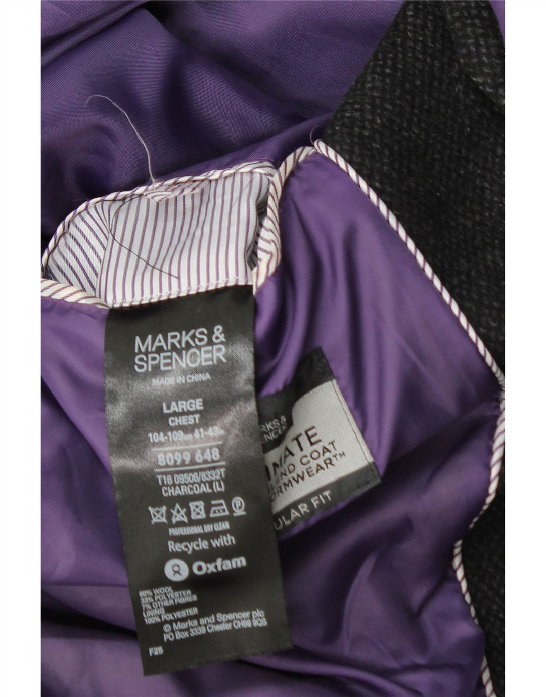 Ανδρικό πανωφόρι Marks & Spencer UK 40 Large Black Wool