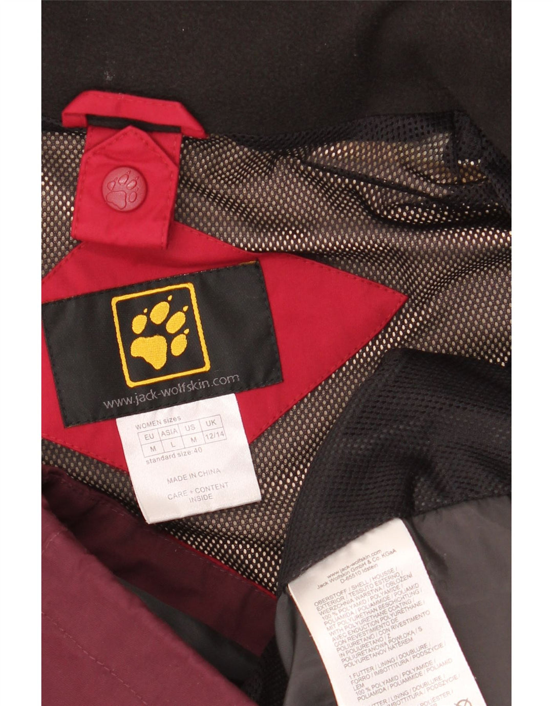 JACK WOLFSKIN Γυναικείο τζάκετ αντιανεμικό UK 12/14 Medium Red Colourblock