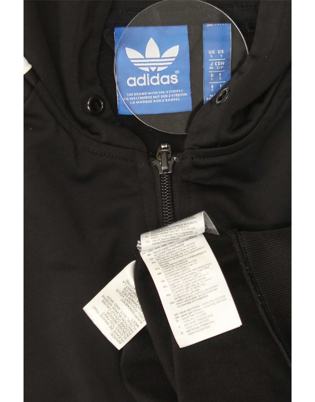 Ανδρικό πουλόβερ Adidas με φερμουάρ, μικρό μαύρο πολυεστέρα