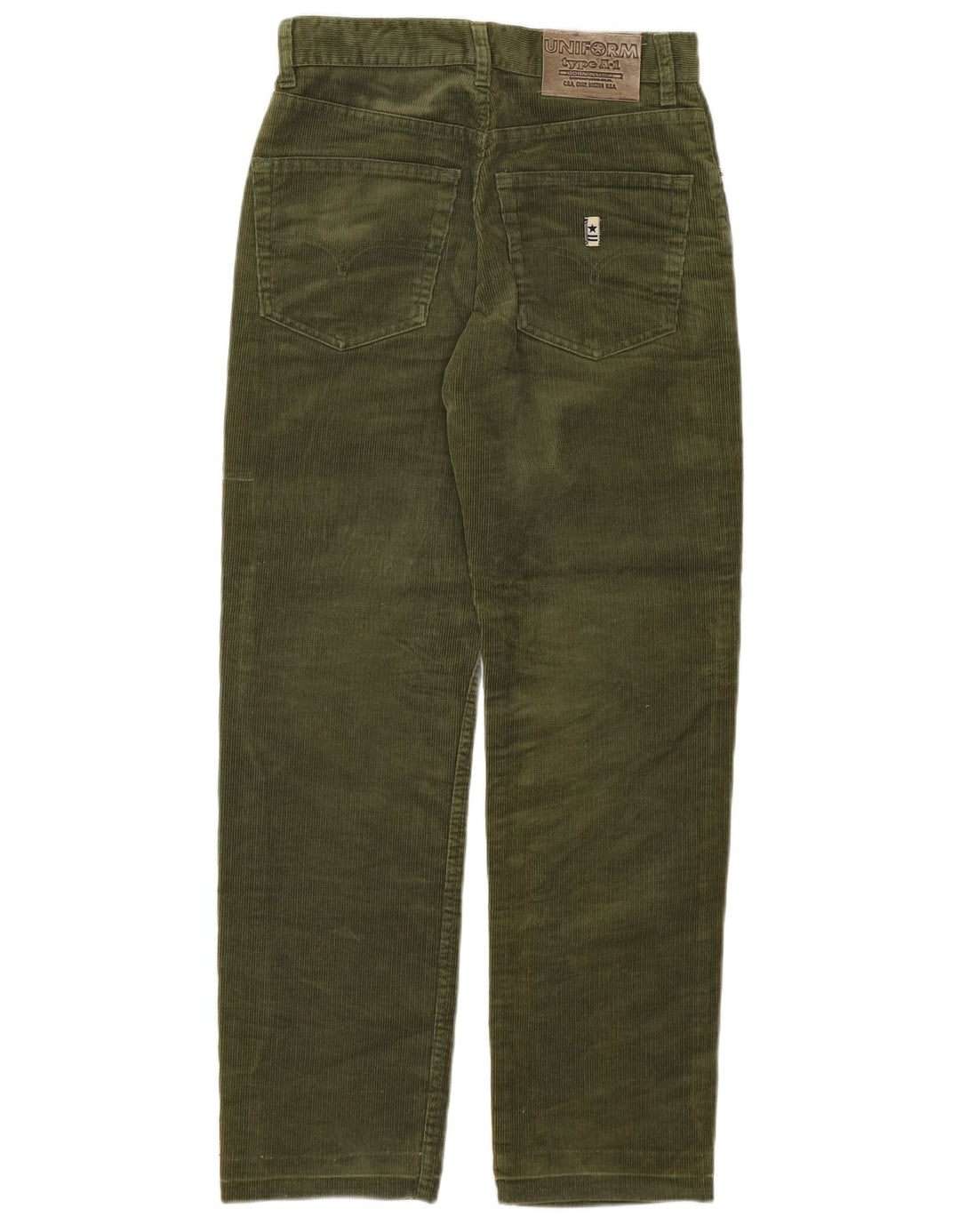 UNIFORM Γυναικείο ίσιο κοτλέ παντελόνι W29 L28 Χακί βαμβακερό