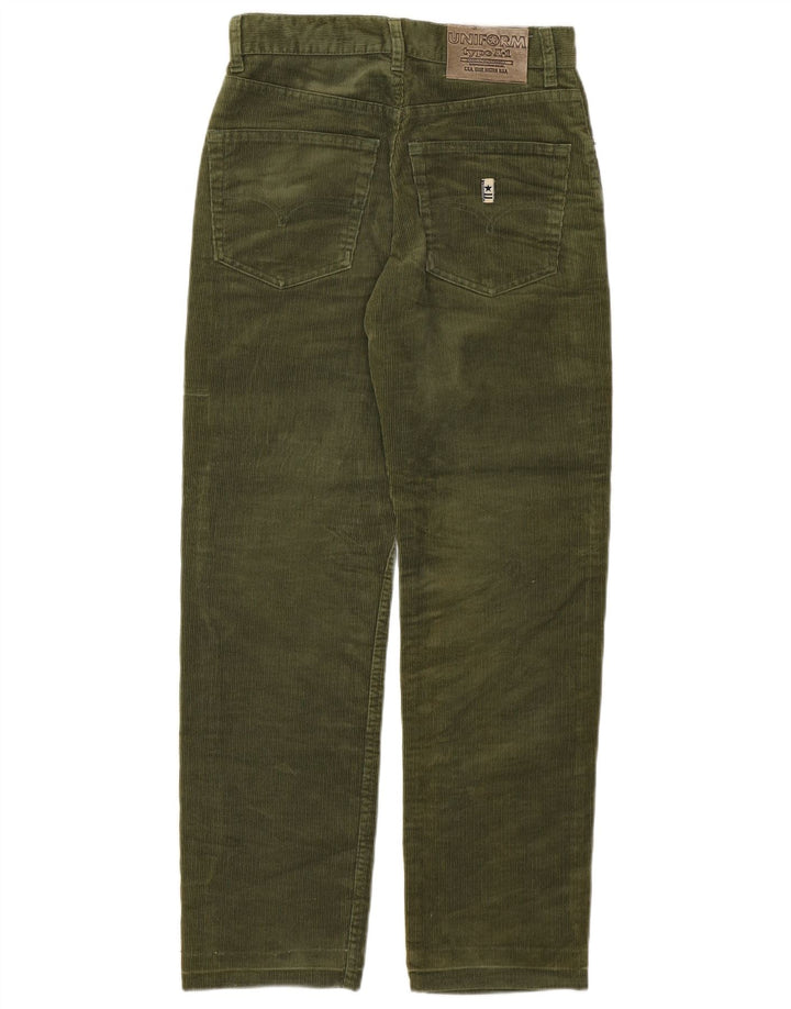 UNIFORM Γυναικείο ίσιο κοτλέ παντελόνι W29 L28 Χακί βαμβακερό