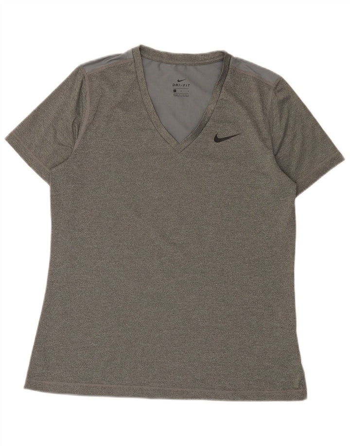 Γυναικείο T-shirt Nike Dri Fit Top UK 14 Large Grey Polyester