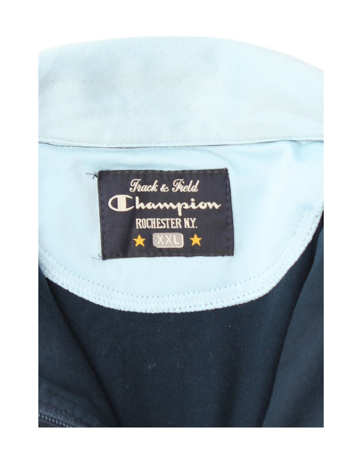 CHAMPION Mens Tracksuit Top Jacket 2XL Navy Blue Colourblock Polyester Vintage Champion and Second-Hand Champion from Messina Hembry 