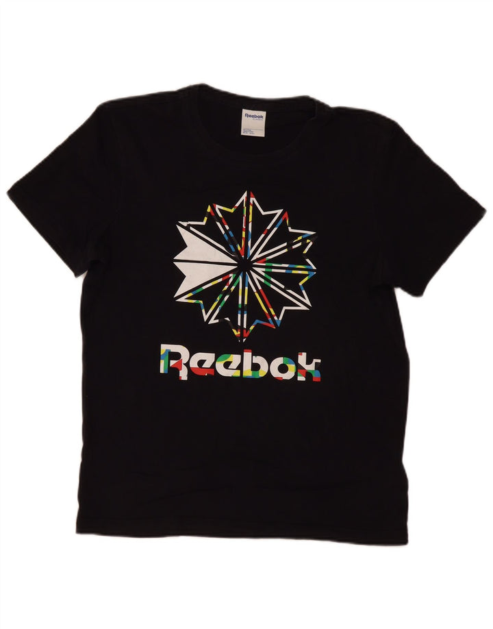 Ανδρικό γραφικό T-Shirt REEBOK Top Μεσαίο μαύρο βαμβακερό