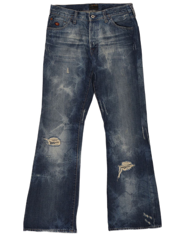 ENERGIE Γυναικεία Acid Wash Distressed Flared Jeans W29 L32 Blue Cotton