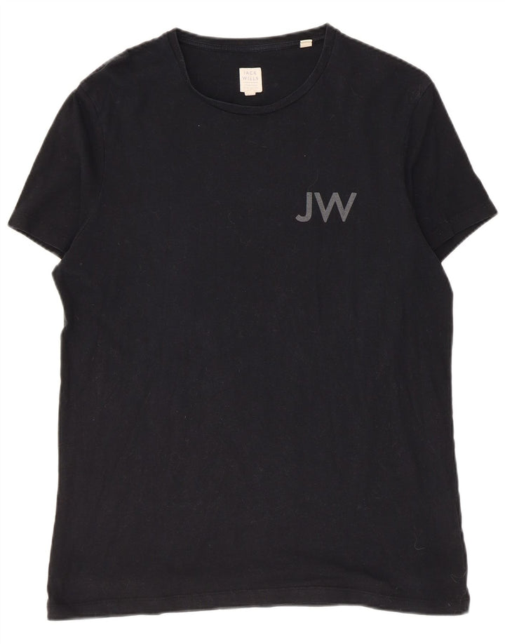 Jack Wills Ανδρικό γραφικό T-Shirt Top Μικρό μαύρο βαμβακερό