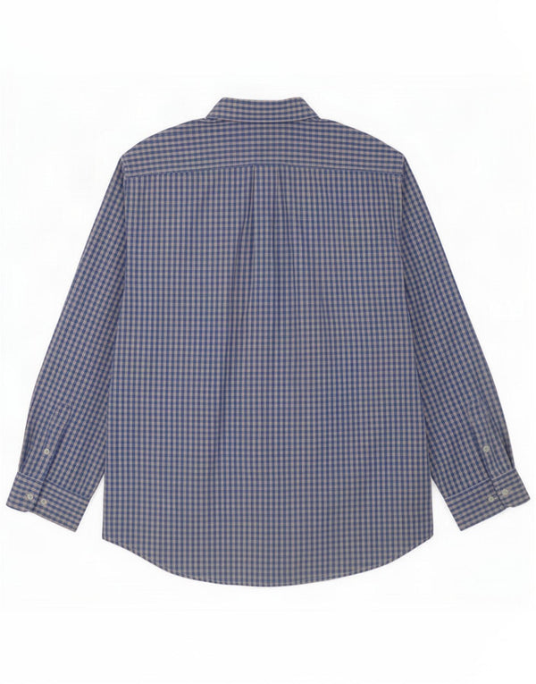 Benetton Mens Shirt Medium Blue Check Cotton
