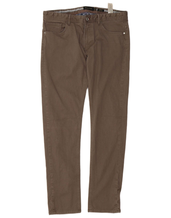 Massimo Dutti Ανδρικό παντελόνι με λεπτή εφαρμογή casual EU 42 Large W32 L32 Γκρι βαμβακερό