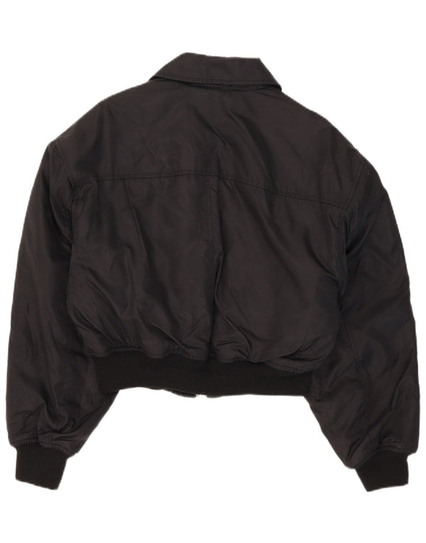 Swish Womens Crop Bomber Jacket IT 42 Medium Black Polyamide