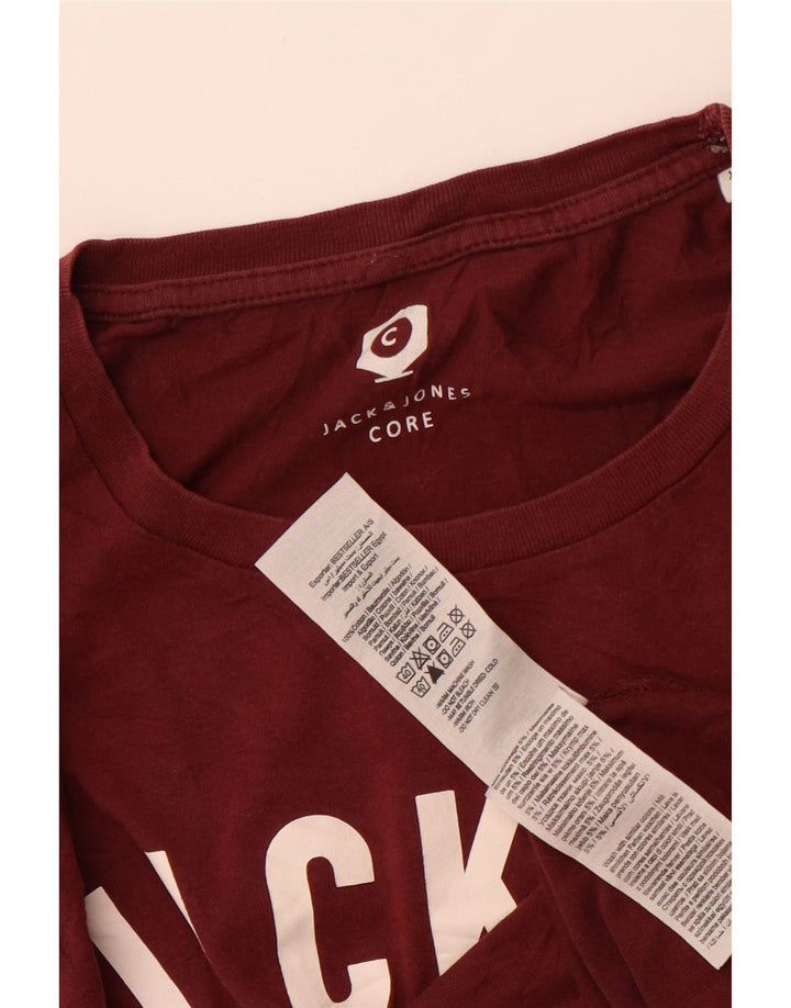 Jack & Jones Ανδρικό γραφικό T-Shirt Top XL Maroon Cotton