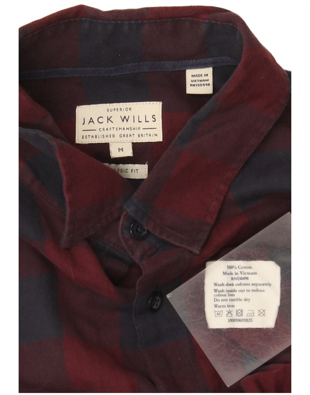 Ανδρικό πουκάμισο Jack Wills Classic Fit Βαμβακερό Gingham μεσαίο μπορντό