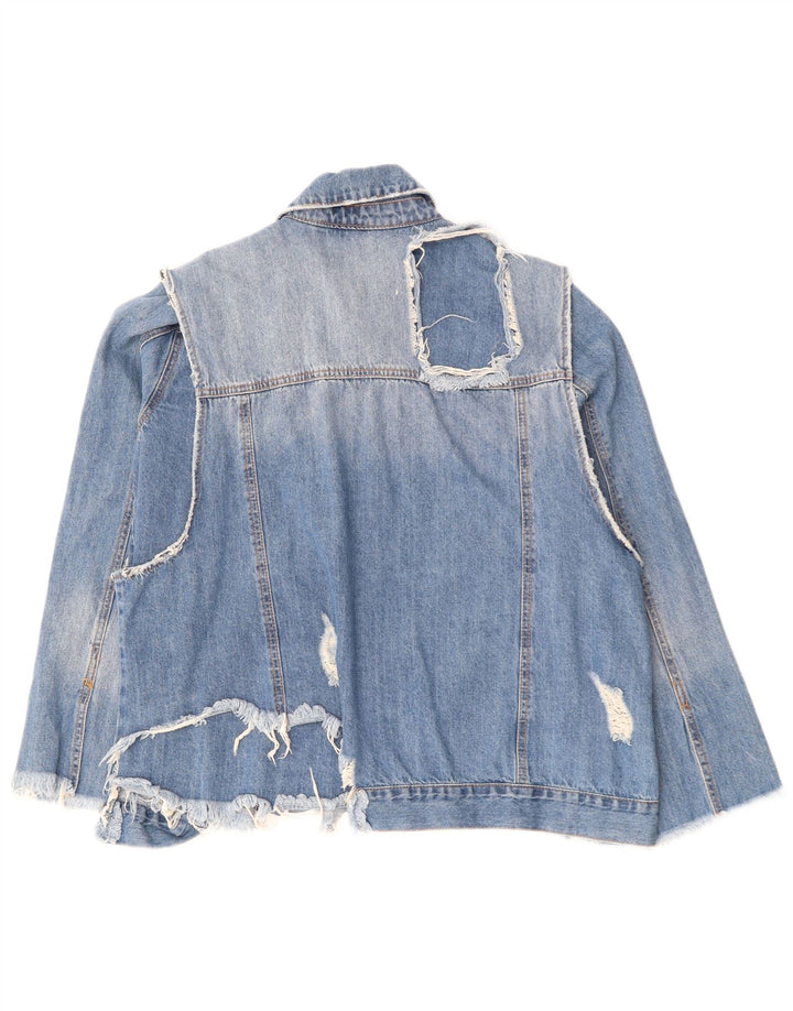ZARA Γυναικείο τζιν μπουφάν UK 16 Large Blue Cotton
