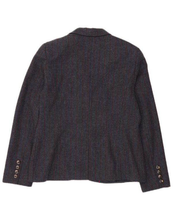 Crew Clothing Γυναικείο τζάκετ 2 κουμπιών UK 14 Large Grey Pinstripe Wool