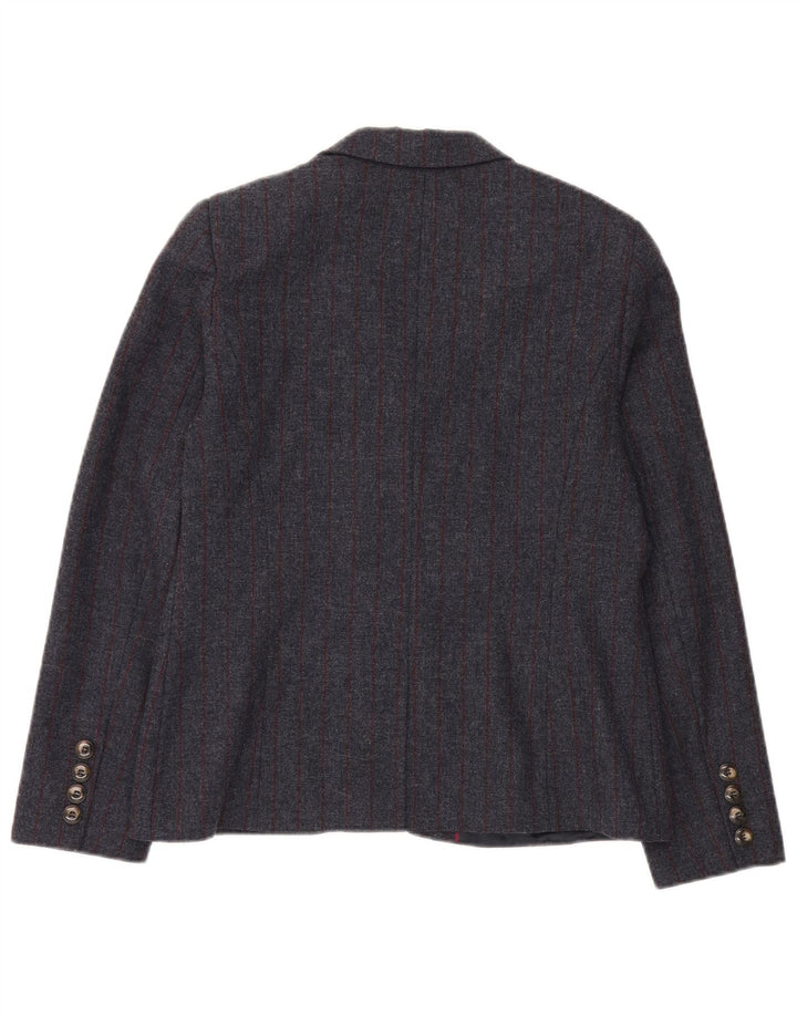 Crew Clothing Γυναικείο τζάκετ 2 κουμπιών UK 14 Large Grey Pinstripe Wool