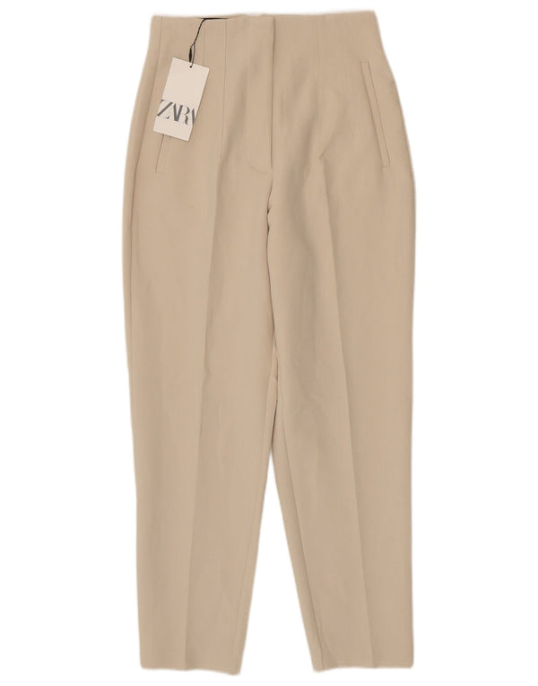 Zara Γυναικείο ψηλόμεσο κωνικό casual παντελόνι Small W26 L26 Beige