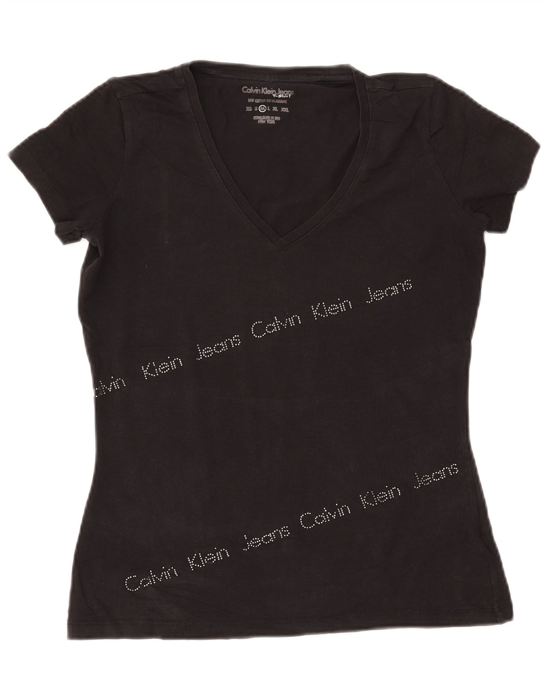 Γυναικείο γραφικό μπλουζάκι CALVIN KLEIN JEANS Top UK 12 Medium Black