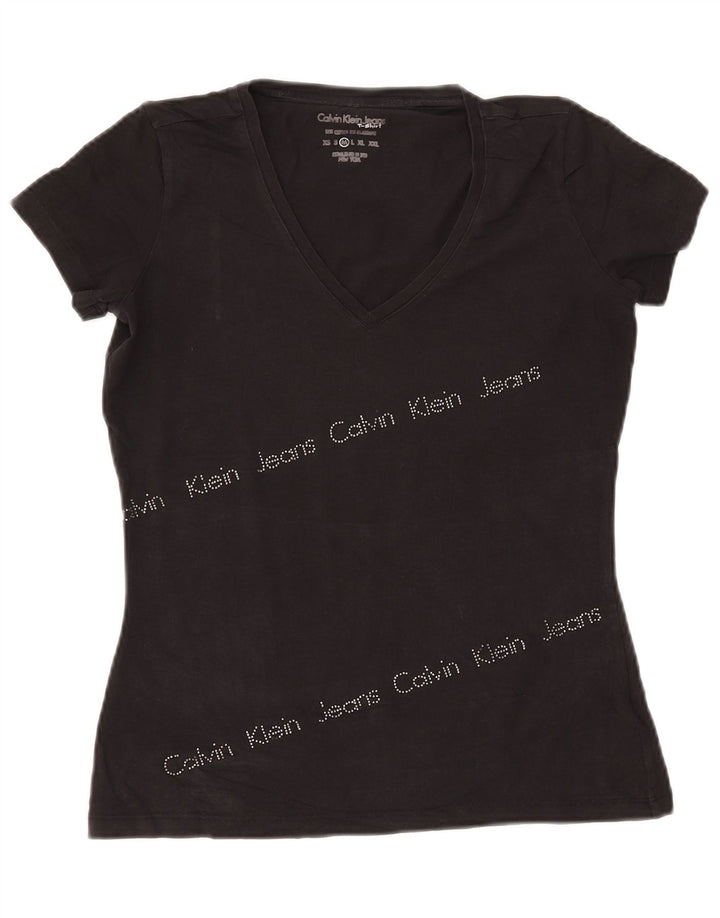 Γυναικείο γραφικό μπλουζάκι CALVIN KLEIN JEANS Top UK 12 Medium Black