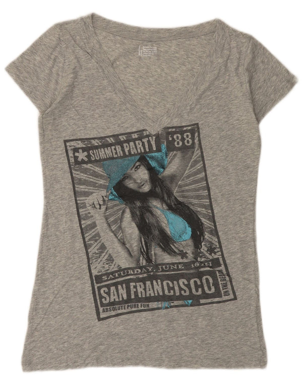 Γυναικείο γραφικό μπλουζάκι BENETTON Top UK 12 Medium Grey Flecked