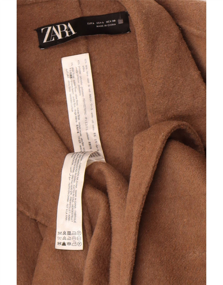 Zara Γυναικείο Παλτό UK 16 Μεγάλο Καφέ Μαλλί