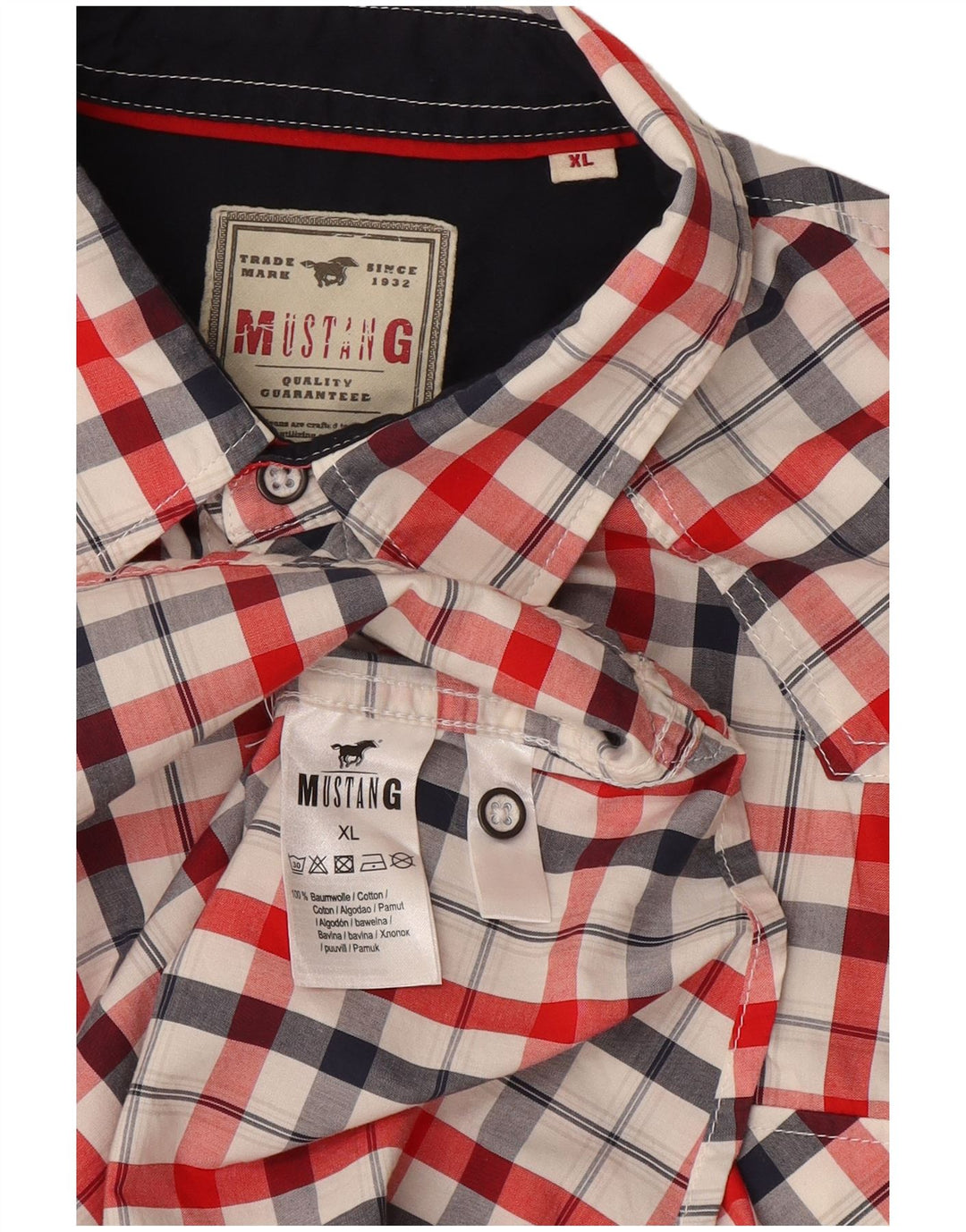 Ανδρικό κοντομάνικο πουκάμισο Mustang XL πολύχρωμο βαμβακερό