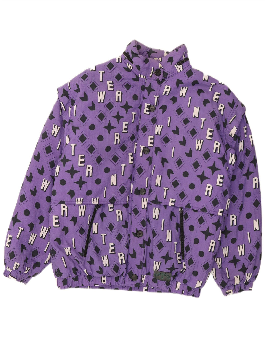 Vintage Ανδρικό Bomber Jacket UK 40 Large Purple Geometric