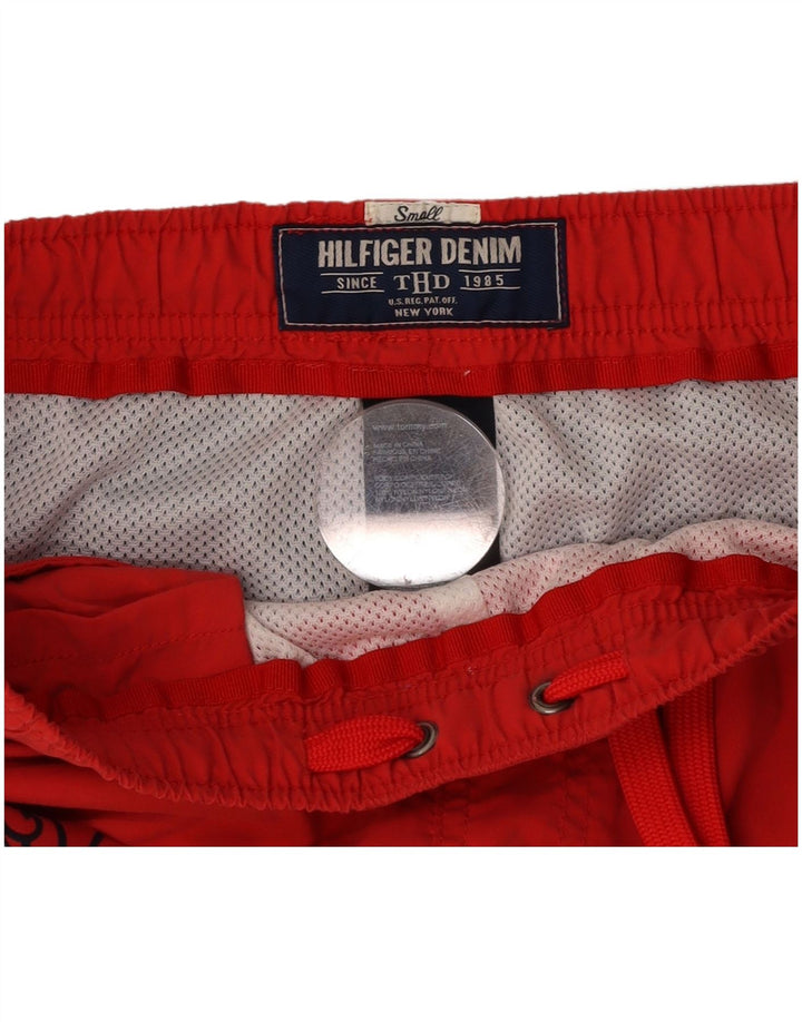 TOMMY HILFIGER Mens Swimming Shorts Small  Red Colourblock Nylon