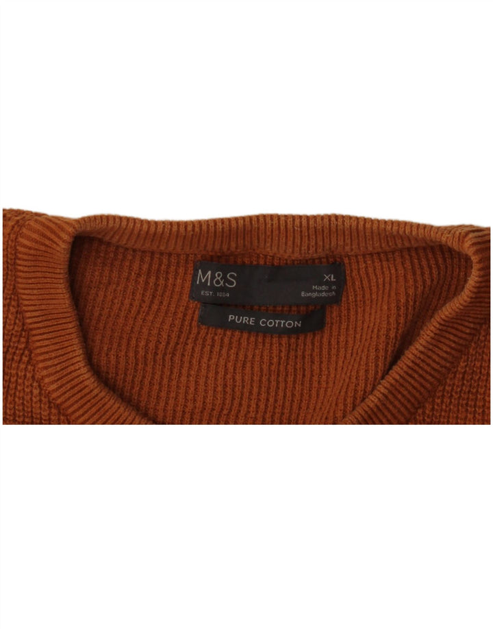 Ανδρικό πουλόβερ Marks & Spencer Crew Neck Jumper XL Καφέ βαμβακερό