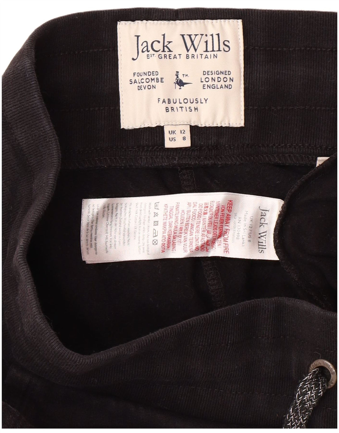 JACK WILLS Γυναικεία αθλητική φόρμα γραφικών παντελόνι Joggers UK 12 Medium Black