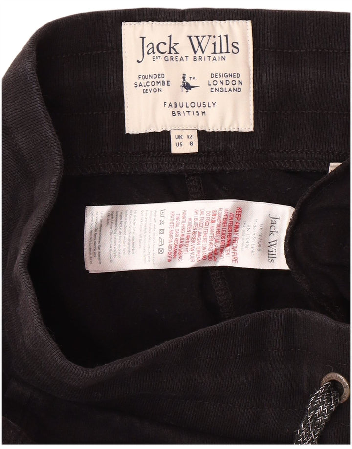 JACK WILLS Γυναικεία αθλητική φόρμα γραφικών παντελόνι Joggers UK 12 Medium Black
