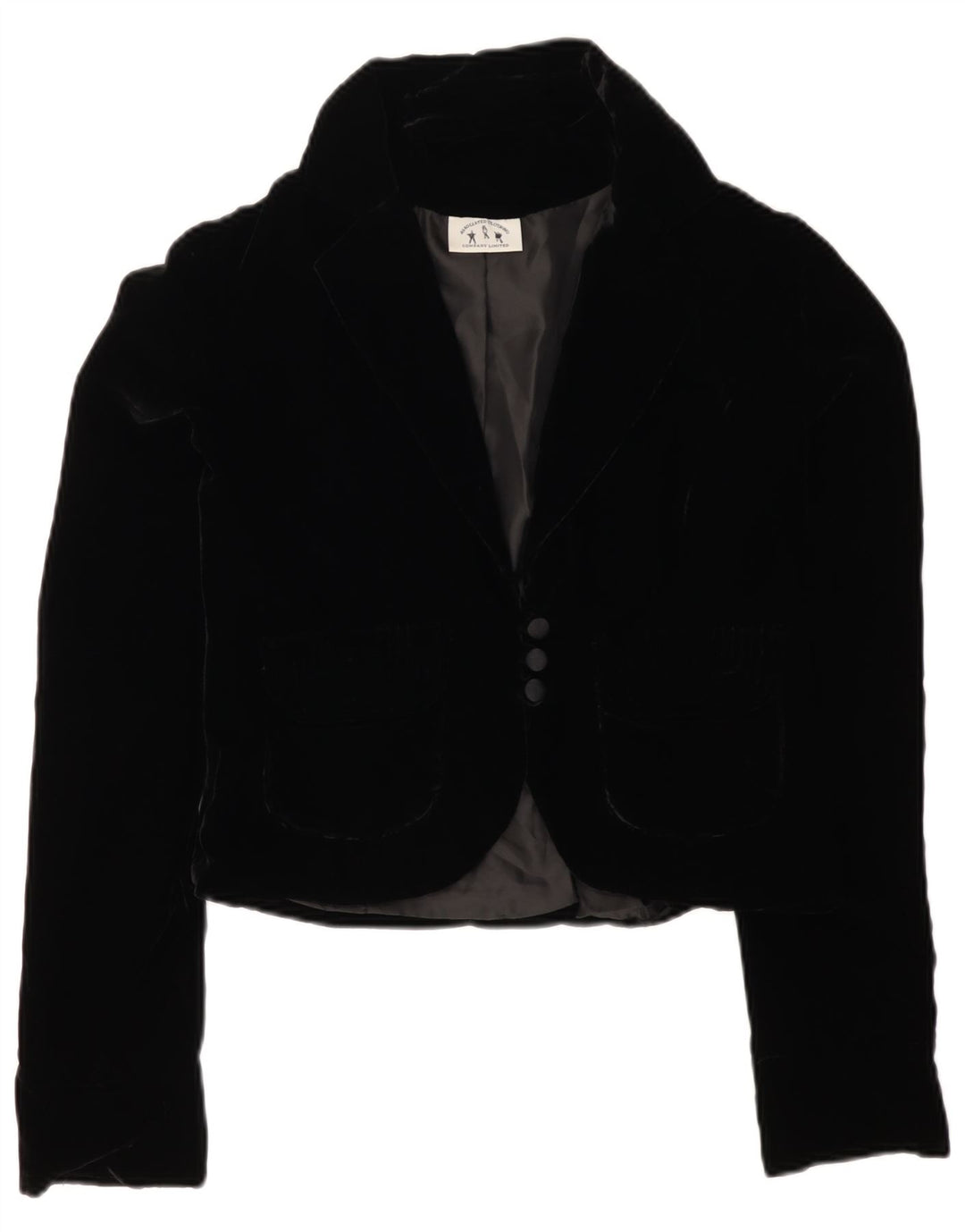 VINTAGE Γυναικείο βελούδινο σακάκι με 3 κουμπιά UK 12 Medium Black