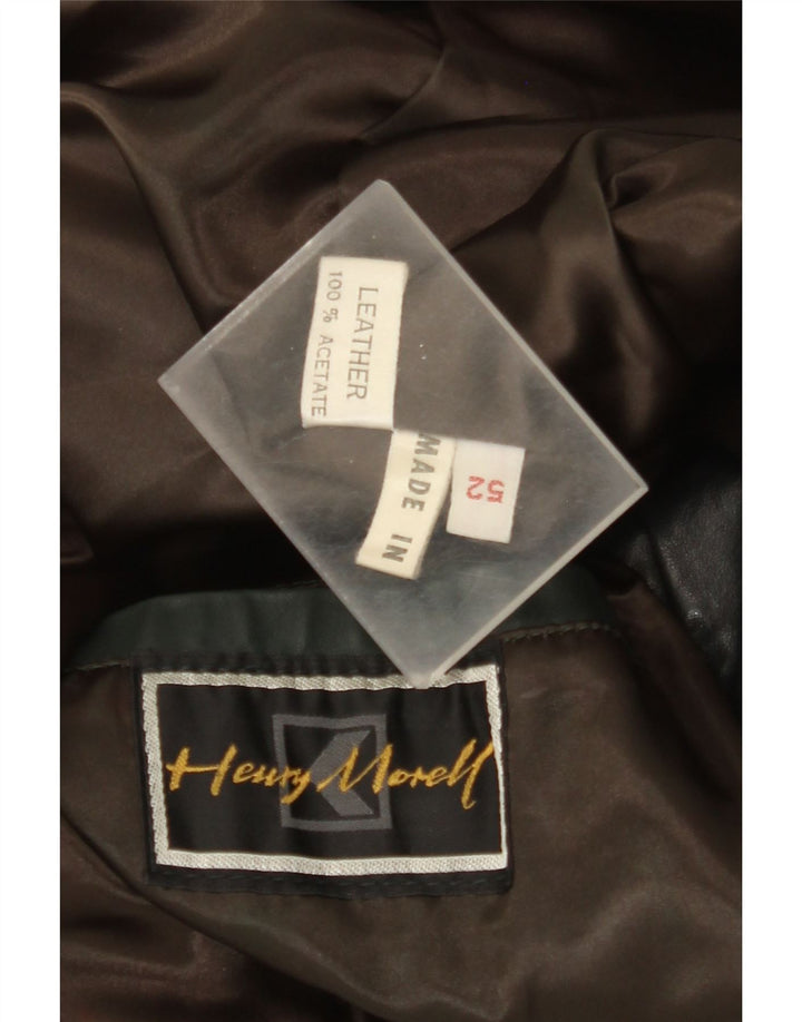 Ανδρικό δερμάτινο μπουφάν Henry Morell 3/4 μανίκι IT 52 XL μαύρο δέρμα