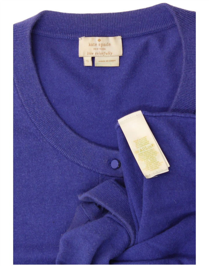 KATE SPADE Womens Cardigan Sweater UK 8 Small Blue Cotton