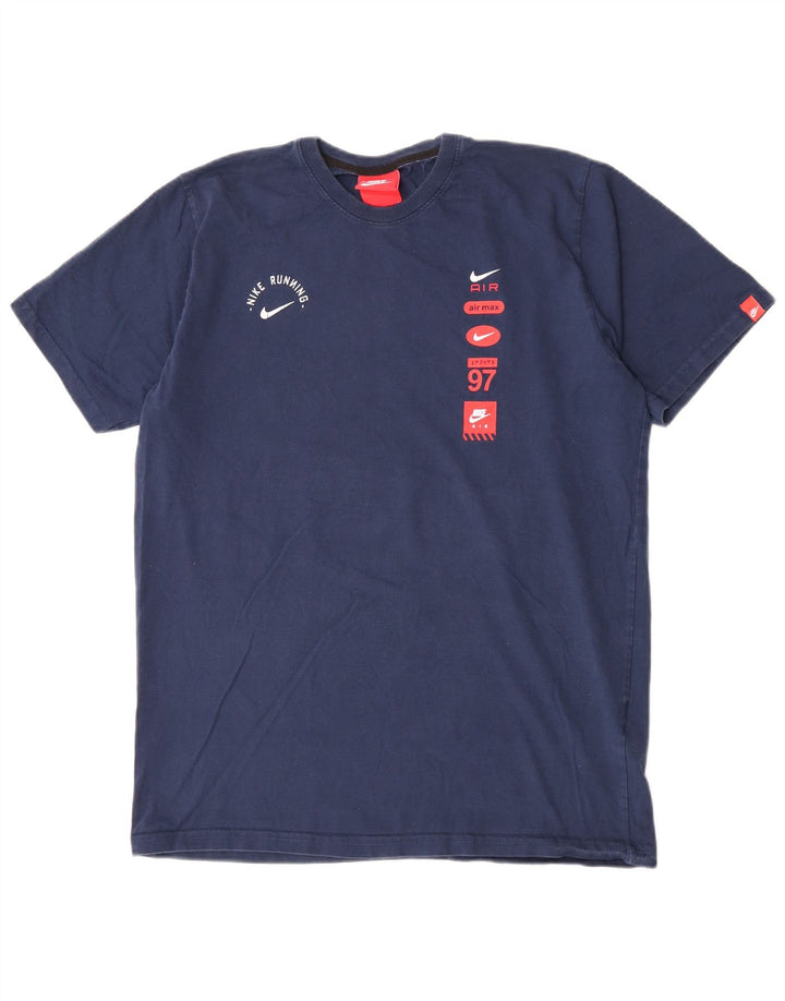 Ανδρικό γραφικό μπλουζάκι Nike, μεγάλο μπλε, βαμβακερό