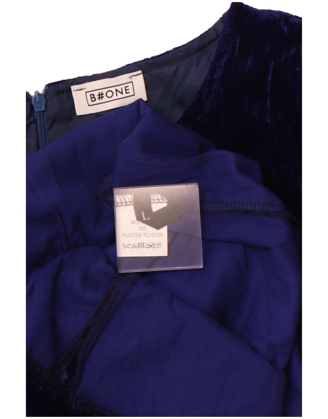Γυναικείο μακρυμάνικο βελούδινο φόρεμα B.ONE UK 14 Large Blue Polyester