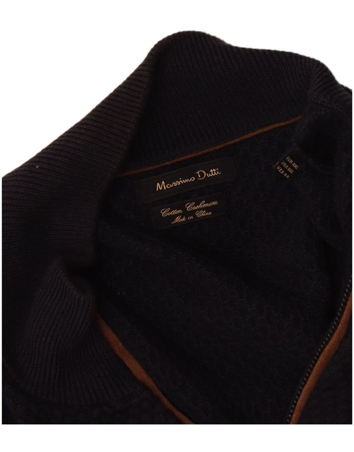 Ανδρικό πουλόβερ Massimo Dutti Cardigan 2XL Navy Blue Cotton