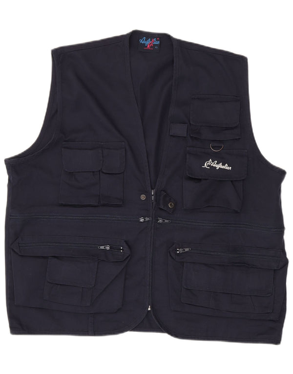 AUSTRALIAN L'ALPINA Mens Utility Gilet UK 42 XL Navy Blue Polyester